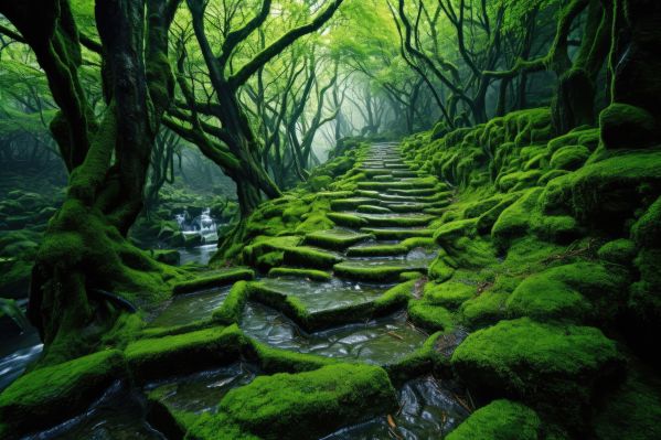 Amazing Stone Path in Forest Free Stock Photo
