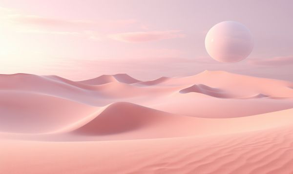 Beautiful Pink Dunes Aesthetic Scenery with Big Moon Free Image