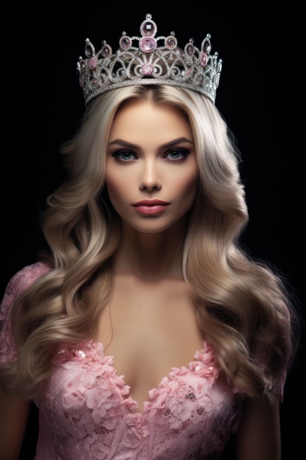 Beauty Contest Winner Portrait Beautiful Blonde Woman with Princess Crown Free Image