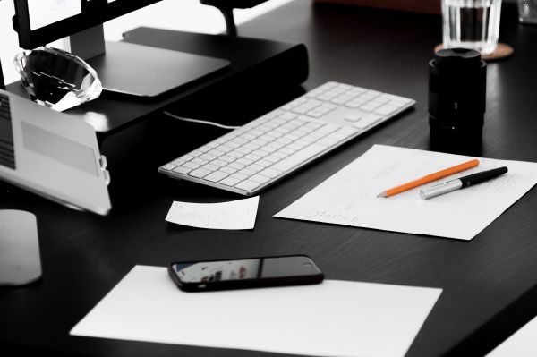 Busy Designer Minimalist Workplace Desk Free Photo