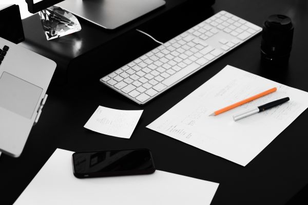 Busy Web Designer Minimalist Workplace Desk Free Stock Photo