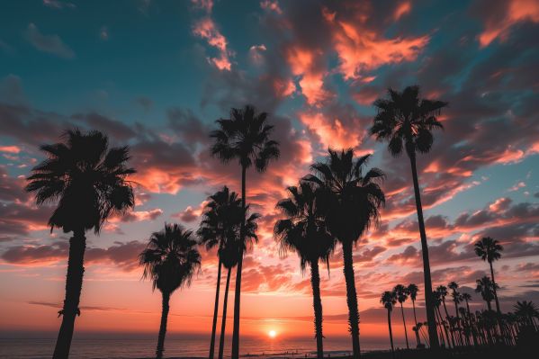 California Sunset Palms Free Image