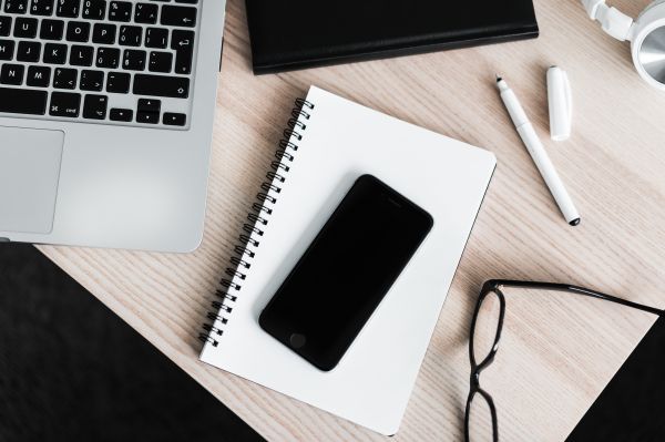 Creativity: iPhone, Notebook, Laptop, Pen, Glasses Free Stock Photo