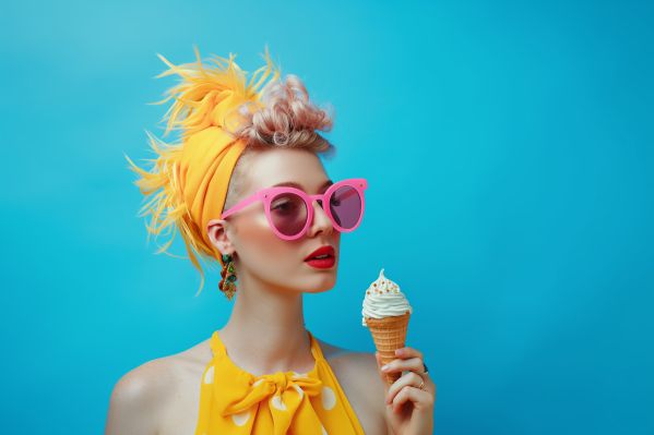 Fashion Summer Girl with Ice Cream Free Image