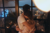 Tight hug in Christmas night