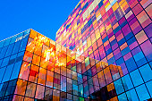 Multi-colored glass wall