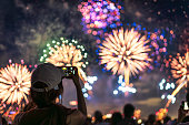 girl watching a firework display.