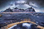 Vesturhorn, Stokksnes at night with milky way, Iceland