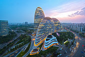 Beijing skyline at sunset
