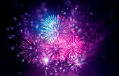beautiful colorful firework at night