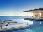 Luxury beach house with sea view swimming pool in modern design, Vacation home for big family