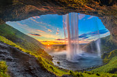Behind the waterfall - Seljalandsfoss Waterfall in Iceland