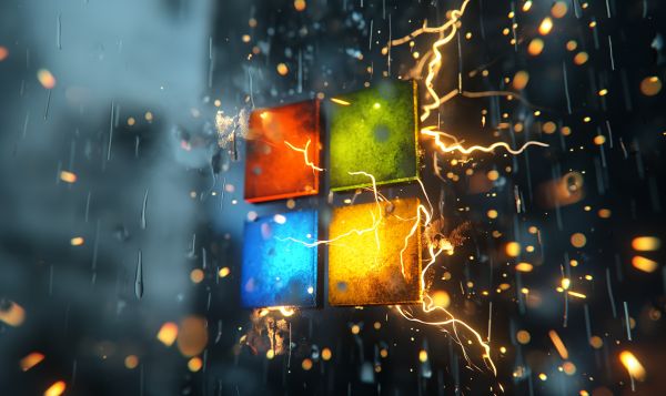Microsoft Logo Energetic Glowing Lighting Visual Free Image