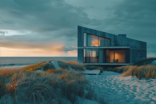 Modern House on the Beach Free Image
