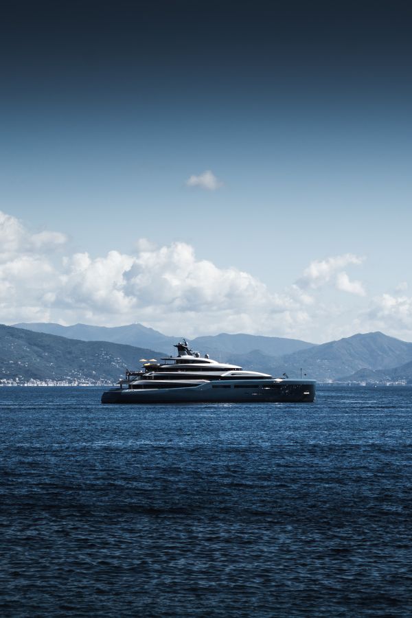 Modern Luxury Yacht Aviva Sailing around Portofino Free Photo