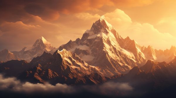 Mountain Peaks in Golden Hour Free Image