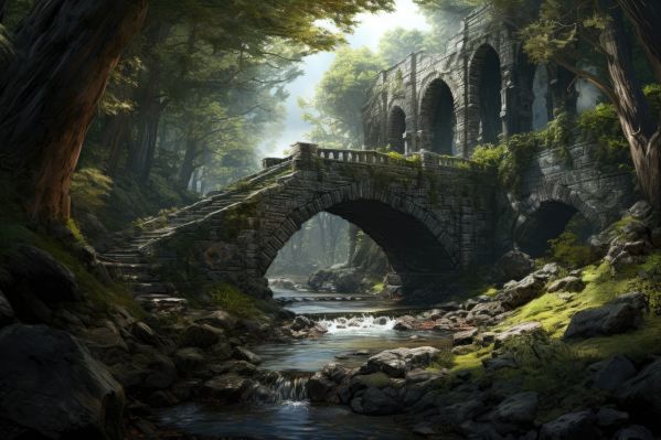 Rendering of Ancient Castle Ruins in the Forest Free Image