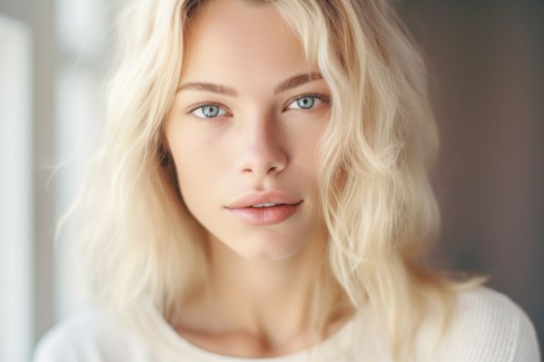 Soft Bright Portrait of Young Blonde Woman Free Image