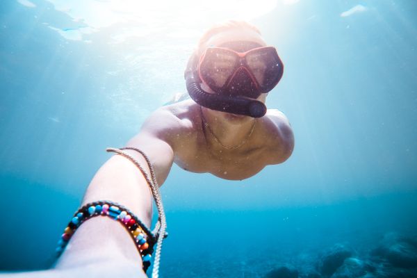 Underwater Diving Snorkeling Selfie in The Sea #2 Free Stock Photo