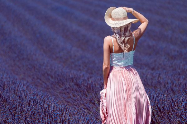 Woman in Lavender Field Free Stock Photo